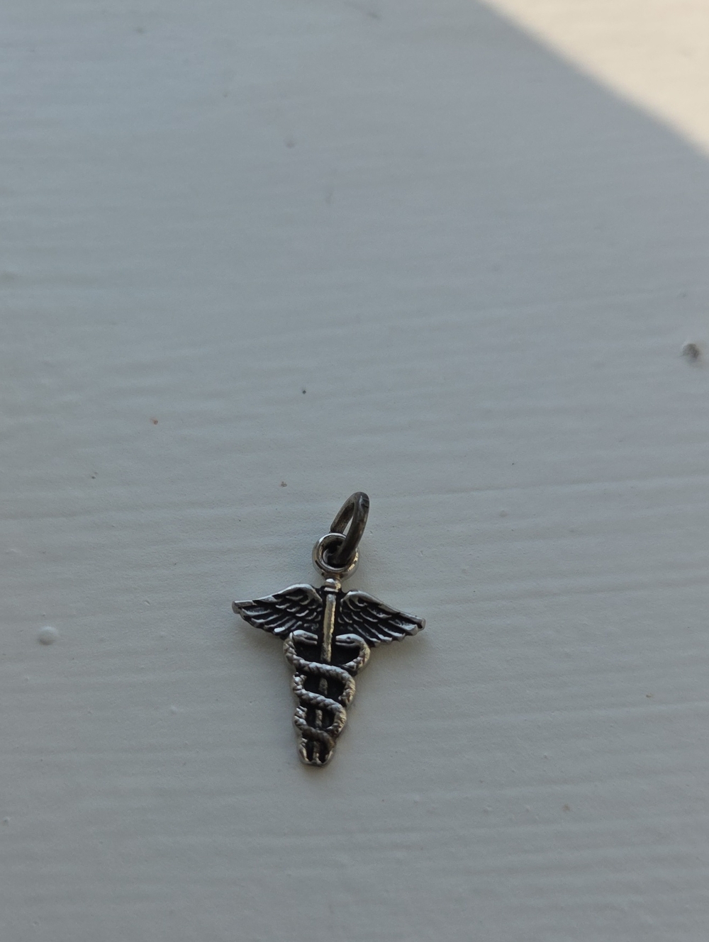 Caduceus Medical Charm Pendant in Silver Tone
